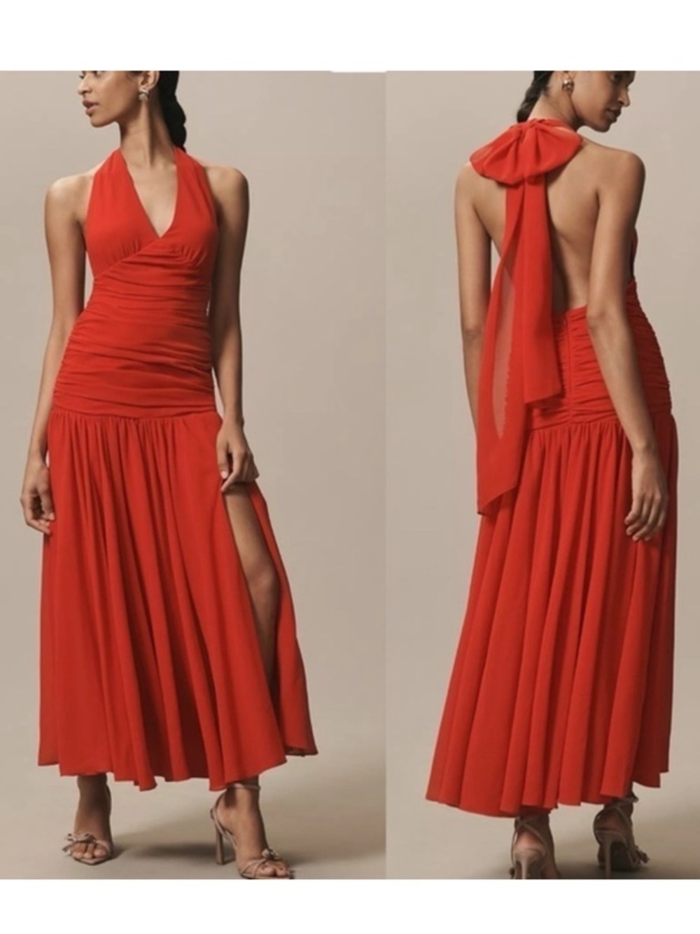 Anthropologie Red Halter Neck Dress - Picture 7 of 7